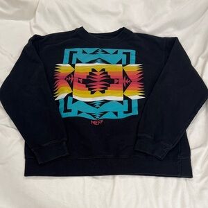 Neff Men's Black Sweater with Vibrant Geometric Pattern
